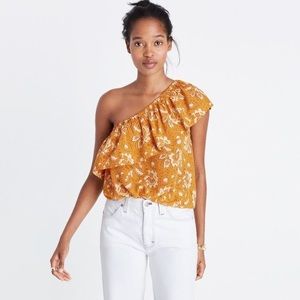 Madewell Silk One-Shoulder Top in Assam Floral XS